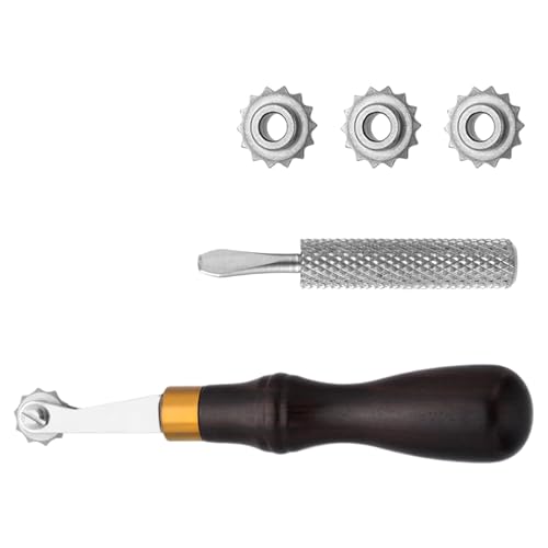 Lederwerkzeug, Leder -Arbeitswerkzeuge | Leder -Groover -Abstandshalterwerkzeuge,Portable Art Accessoires Holzgriff Metallhandwerk für Schuster, Profis, Profis
