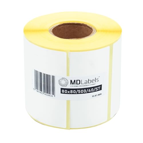 MDlabels Weiße Thermo etiketten auf Rolle (Etikettengröße: 80x80mm)