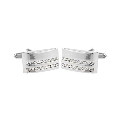 Lieson Vintage Manschettenknöpfe Herren, Manschettenknöpfe Set Silber Rechteck Manschettenknöpfe Zirkonia Cufflinks für Hemd Hochzeit Geburtstag Geschenk