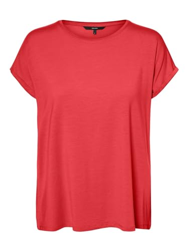 VERO MODA Damen Vmava Plain Ss Top Gajrs Noos T-Shirt, Cayenne, S