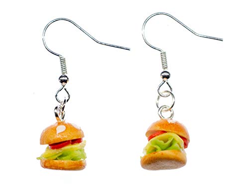 Miniblings Hamburger Cheeseburger Ohrringe Hänger Big Burger Fast Food Kawaii - Handmade Modeschmuck I Ohrhänger Ohrschmuck versilbert