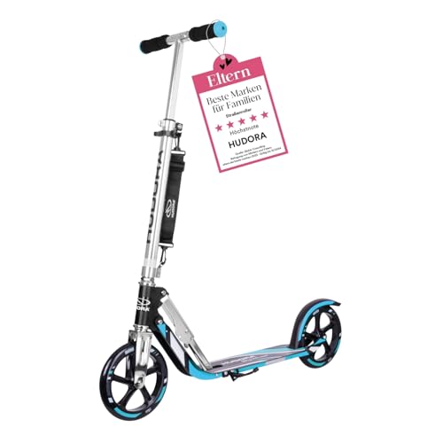 HUDORA BigWheel 205 Scooter - Stabiler Aluminium-Roller - Höhenjustierbarer & zusammenklappbarer Cityroller mit Ständer - Sportlicher Kinder- & Erwachsenenroller für bis zu 100kg