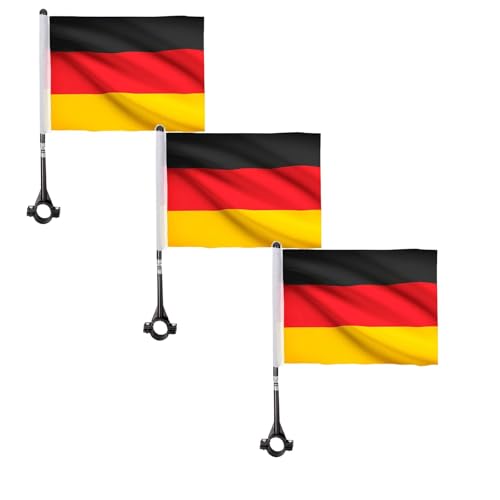 Deutschland Flagge für Fahrrad, Kleine Deutschland Flagge Autofahne Autoflagge Fanartikel für Fußball Fans, DE Fahrradflagge Fahrradfahne Deutschland Fahrrad Fahne für Fußball EM (3PC)
