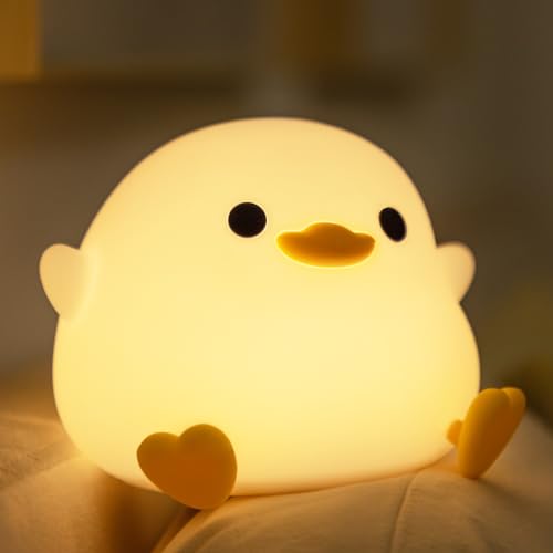 YuanDian Dodo Duck LED Nachtlicht, Veilleuse enfant, Niedliche Silikon-Enten-Lampe für Schlafzimmer, Wohnzimmer - Wiederaufladbar, Touch Sensor Nachttischlampe