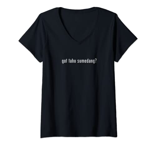 Damen GOT TAHU SUMEDANG | Sundanesische TOFU-Küche T-Shirt mit V-Ausschnitt