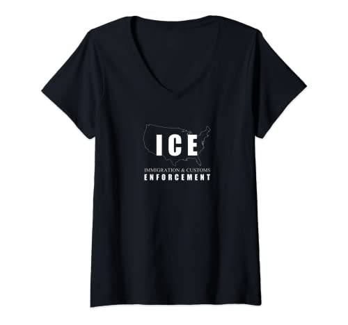 Damen ICE-Polizeikleidung für Einwanderungsbehörden und Zollbehörden T-Shirt mit V-Ausschnitt