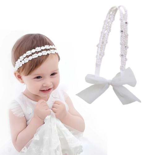 UYVPAER 1 Stück Weiß Baby Haarband Floral Elastische Stirnband Perle Strass Baby Haarband Baby Mädchen Stirnbänder Weiche Neugeborene Kleinkind Haarschmuck