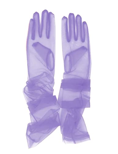 Hoseirty Lange Damen-Handschuhe aus Tüll, für Hochzeit, Party, Braut, 69,8 cm, Ellenbogenlänge, Vintage, durchscheinend, für Teeparty, Abend, Abschlussball, Opernparty, lavendel, Elbow Length