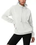 GIVON Leichter dünner Damen-Pullover mit Viertel-Reißverschluss und Kapuze in Übergröße, Dcf201-Haferflocken, S