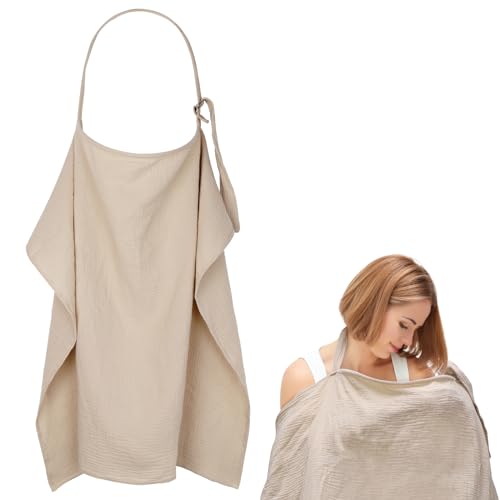 Huiguli Stilltuch, Musselin Stillschal für Unterwegs, Private Stillbezug für Baby, Weich Stillschürze aus Baumwolle, Khaki Stillschürze, Outdoor Nursing Cover