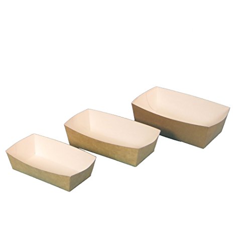 600-800 Bio Snackschalen Pommes Currywurst Imbiss Fingerfood Schalen fettdicht braun weiß biologisch abbaubar 14x8x5,5cm 600St