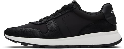 TOMS Damen Trvl Lite Retro Sneaker, Wasserabweisendes schwarzes metallisches Wildleder, Vintage-Twill, 38 EU