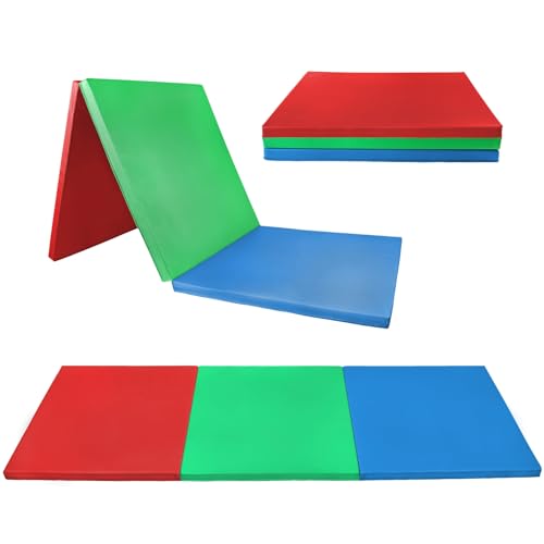 ALPIDEX Klappbare Turnmatte 180 x 60 x 3,2 cm Weichbodenmatte Gymnastikmatte Sportmatte, Farbe:bunt