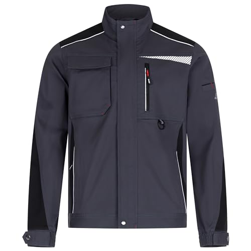 BWOLF Daytona Arbeitsjacke Herren Stretch Arbeitsjacken Herren Arbeitskleidung Männer mit Spandex und vielen Taschen (DE/NL/SE/PL, Alphanumerisch, XL, Regular, Regular, Grau/Schwarz)