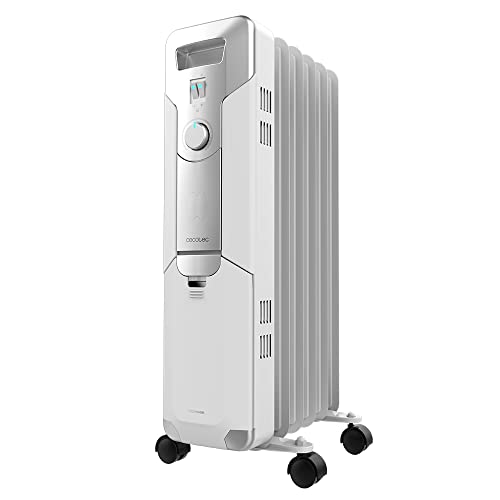 Cecotec Öl-Radiator ReadyWarm 5000 Space. 1000 W, 5 Module, Temperaturregler mit 3 Leistunfsstufe, AutoOff System, Überrollsystem, einfacher Transport, Betriebsanzeiger, 12 m2, Weiss