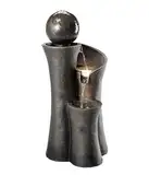 Dehner Gartenbrunnen Acapulco mit LED Beleuchtung, ca. 100 x 45 x 42.5 cm, Polyresin, grau/braun