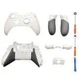 Hzxkqmil Ersatz-Gehäuse für Xbox One Elite Wireless Controller, Faceplate Schale Rückschale Hüllen Abdeckung Zubehör-Set, Weiß, mit Schraubendreher Werkzeug