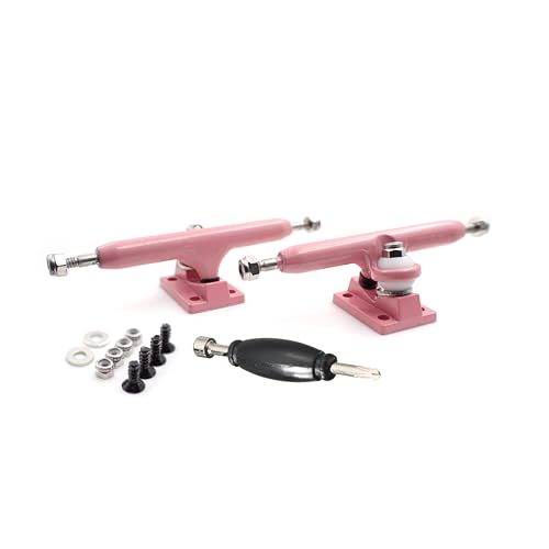 SPITBOARDS 34mm Fingerboard Pro Trucks by, Real Lock-Nuts, Rubber O-Ring Urethane Bushings, Optimized Hanger, Width 34 mm, for Fingerboard Tuning & Assembling (Pink)