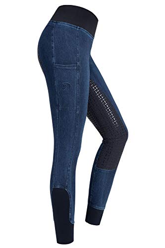RIDERS CHOICE Damen Jeansreitleggings mit Silikonvollbesatz und Handytasche - RidersDeal Collection für Reiter, Gr. 38
