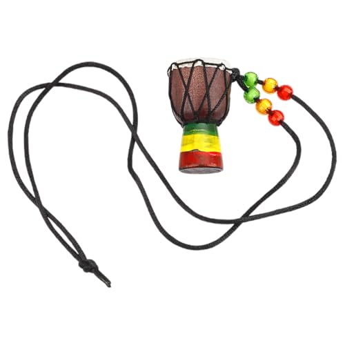 Abaodam Schlagzeuger Halskette Holz Djembe Halskette Handgefertigte Instrumenten Halskette Handgemachte Mini Trommel Halskette Rucksack-Anhänger-Dekor Djembe-Trommel-Anhänger Nylon