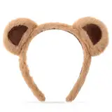 WLLHYF Ostern Bärenohren Stirnband Halloween Niedliche Party Kopfbedeckung Gesichtswäsche Stirnband Tierkopfbedeckung Mode Haarband Bequeme Haarreifen Zubehör für Erwachsene Kinder Dekoration (Khaki)