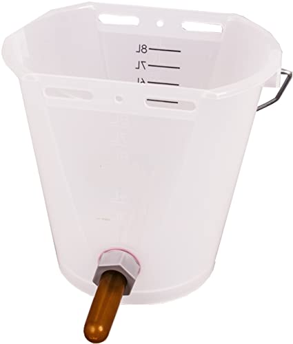 Kälbereimer TRANSPARENT 8 Liter, Kunststoff, Tränkeeimer für Kälber ✓Transparent -Durchsichtig ✓ Mit Latexsauger 100mm, ✓ Ventil