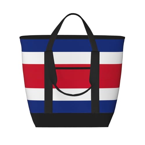 YQxwJL Isolierte Tragetasche mit Flagge von Costa Rica, großes Fassungsvermögen, Kühltasche, Lunchtasche für Reisen, Picknick, Einkaufen, Schwarz, Einheitsgröße, Schwarz, Einheitsgröße
