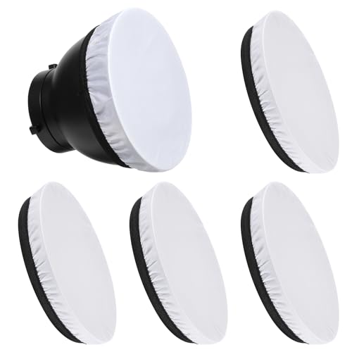 4 Stück Diffusor Socke 18 cm/7 Inch weiches Weiße Diffusor Lampensocke Lichtdiffusor Tuch Weiche Diffusor Lampenabdeckung Kamera Speedlite Softbox Shade Abdeckungstuch für Ringlicht Blitzlicht-Weiß