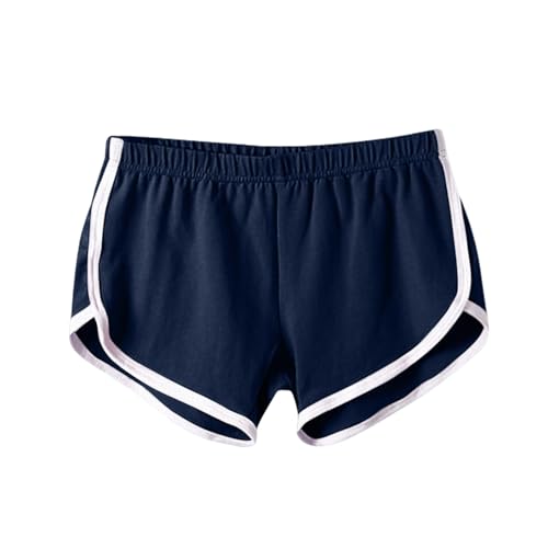 Generisch Shorts Damen Women's Sports Short Sommer Jogginghose Elastischer Bund Sportshorts High Waist Radlerhose Striped Kurze Hose Casual Badeshorts Sommerhose Yogahose Sommershorts(Navy,XXL)