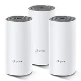 TP-Link Deco E4 Mesh WLAN Set (3er Pack), AC1200 Dual Band Router & Repeater (Reichweite bis zu 370m², ideal für große Häuser mit mehreren Geräten, 6x 100Mbit/s Ports) weiß