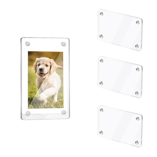 DEANKEJI Magnetische Bilderrahmen, 4 à 8 Pièces 7 x 12 cm Magnet Bilderrahmen Doppelseitig Transparent, Acryl Kleiner Bilderrahmen, Mini Bilderrahmen für Fotos, Postkarten
