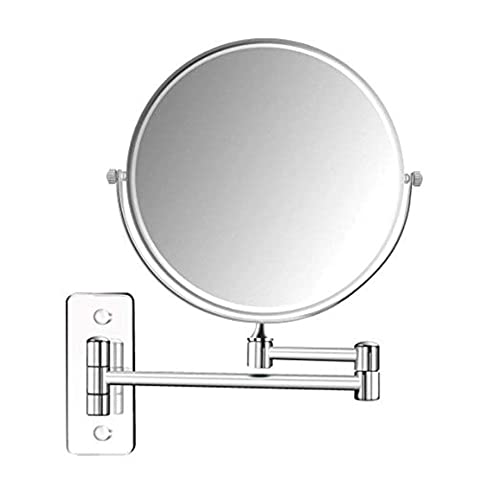 8-Zoll-Schminkspiegel zur Wandmontage, 3-fache Vergrößerung, zweiseitig, um 360 ° drehbar, höhenverstellbar, kosmetischer, erweiterbarer Badezimmer-Kosmetikspiegel in runder Form, Chrom, 6-Zoll-Quadra