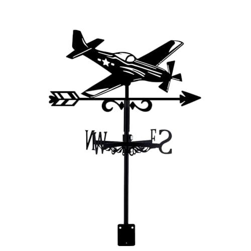 SUPERDANT Weather Vane Flugzeug Wetterfahne Schmiedeeisen Wetterhahn fürs Dach Garten Wegweiser Pfahl Wetterfahne Outdoor Bauernhaus Garten Dekor Windmesswerkzeug Gartendeko Wetterhahn Dachaufsatz