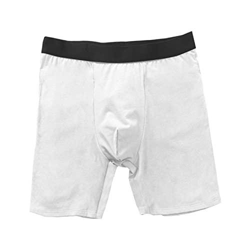 Unterwäsche Herren Slip Klein große, hoch taillierte Baumwoll-Boxershorts, weiße, längliche, einfarbige Shorts(Weiß,XXL)