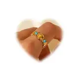 Crymystal Bohemian Türkis Frauen Ring 18k Edelstahl Knöchel Ring Geometrische Kreise Stapelring Vintage offene Finger Ring Verstellbare Ring Schmuck Mädchen Geschenk