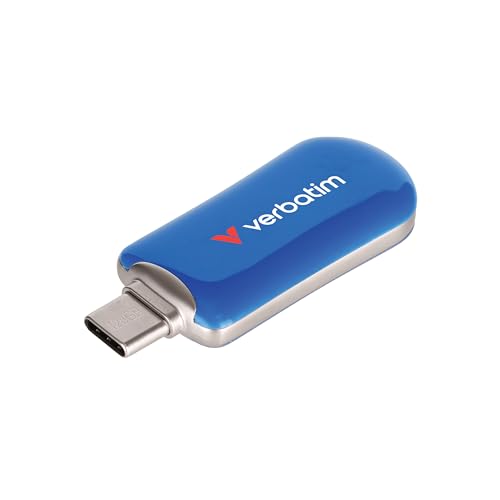 Verbatim Plectra USB-C Stick 128 GB, 3.2 Gen 1 USB-C Flash Drive, kompakter Speicherstick mit bis zu 100 MB/s, Speicher für iPad, iPhone, Smartphone, Laptop, PC, kompatibel mit Mac/Windows