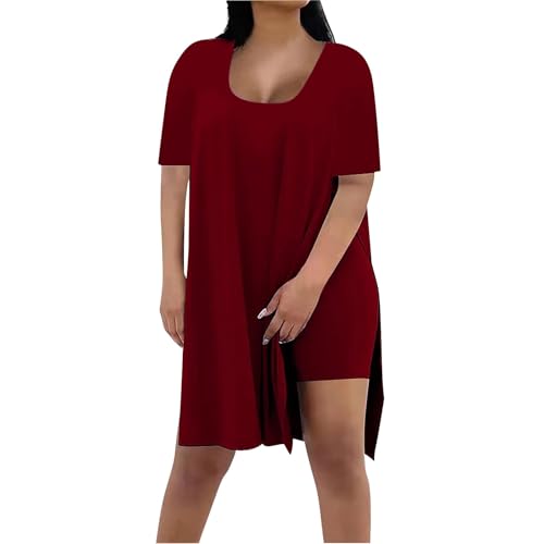 Trainingsanzug für Damen, kurz, 2-teilig, kurz, Baumwolle und Leinen, kurvig, Sommer, ärmelloses Oberteil und Shorts mit hoher Taille, mit Taschen, elegant, lässig, für Damen, Sommer, für Strand