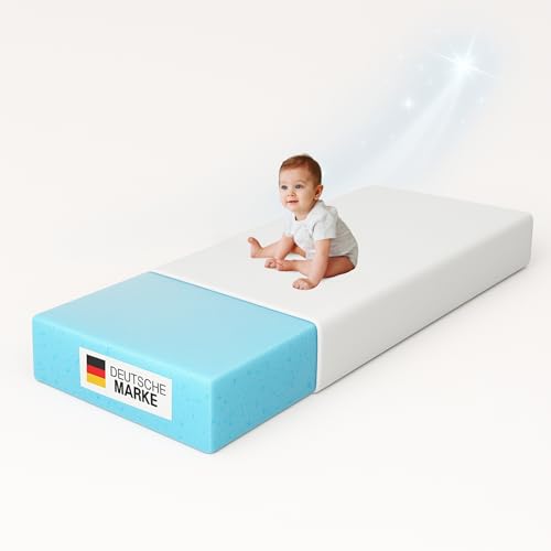Arensberger Kindermatratze Babymatratze Nora | 60x120cm Höhe 12cm | Bezug waschbar & abnehmbar | punktelastischer Gelschaum | Jugendmatratze, allergikerfreundlich Premium Bezug