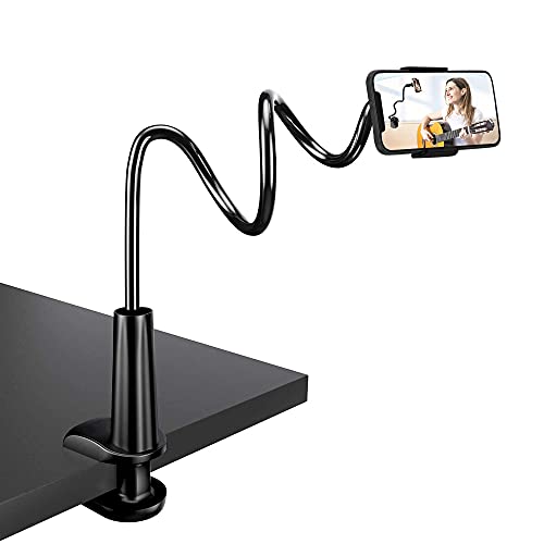Zoeley Handy Halter, Handy Halterung Schwanenhals Flexible Arm Ständer Bett für iPhone 12 Mini 12 Pro Max 11 Pro XS Max XR X 8 7 6S Plus,Samsung S10 S9 S8 S7,4-6,5''Smartphone (Schwarz)