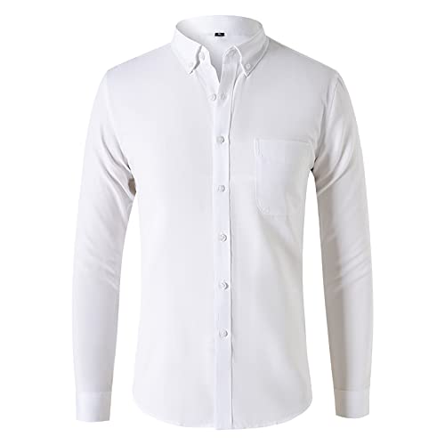 Generisch Businesshemd Herren Hemd Bügelfrei Regular Fit Freizeithemd Casual Oberhemd Aus Baumwolle Button Down Businesshemden Slim Fit Anzug Hemden Langarm Stehhkragenhemd Für Männer