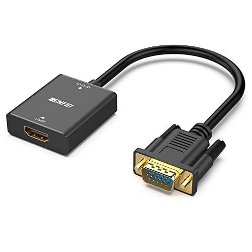 BENFEI HDMI Buchse auf VGA Stecker Adapter mit 3,5 mm Audio Klinkenstecker, Unidirektional HDMI-Computer zu VGA-Monitor/TV Adapter, kompatibel mit TV-Stick Laptop PC Raspberry Pi Roku Xbox