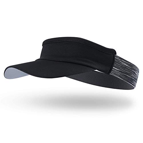 Arcweg Visor Elastisch Sonnenschild Mit Frottee Stirnband Tragbar Schweißaufnehmbar Sonnenhut Visor Hat Sport Cap Schirm für Tennis Running Golf Wandern (Schwarz, One Size)