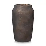 Arborus Vintage Vase 23 cm Zement Vasen Rustikal Vase Deko Antikbraun Blumenvase Tischvase für Künstliche Blumengesteck Kunstpflanzen Tisch Fensterbank Regal Rustikal Deko