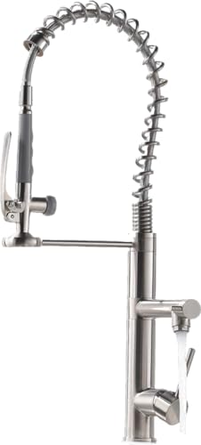Ben | Gastronomie Chrom Silber Küchenarmatur| Zwei Brausen | Edelstahl Professional Wasserhahn Küche| Doppelspülbecken Restaurant