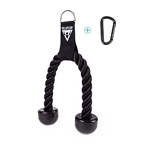 PULLUP & DIP Nylon Trizepsseil, Trizepstau mit rutschfesten Doppel-Griffen, Seilzug Griff für Bizeps Trizeps Training mit FREESIXD, Kabelzug oder Kraftturm, für Fitnessstudio oder Heimtraining