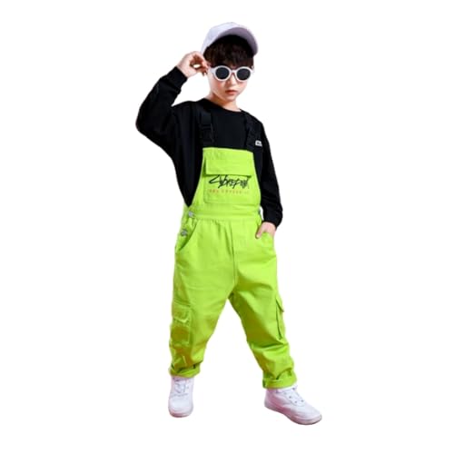 SUPTTING Mädchen Latzhose Overall Cargohose mit Taschen Verstellbare Träger Streetwear Hip Hop Tanzkleidung Kinder Jumpsuit Freizeitkleidung Spielanzug für Alltag Bühne Leuchtend Bequem