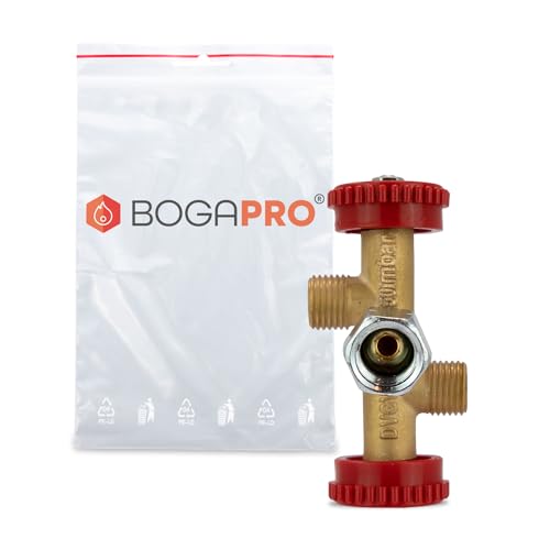 BOGAPRO Doppelabzweigventil für Propangasflaschen, Abzweigventil für 2 Gasgeräte für Gasflasche mit max 11kg Polybeutel