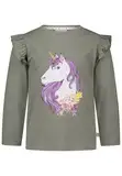 Salt and Pepper Female Mädchen Longsleeve Mit Einhorn Glitterprint Und Pailletten Pullover, Light Khaki, 128-134 EU