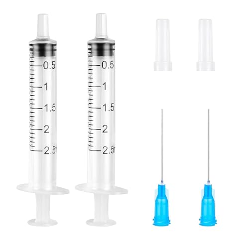 SANDCLE 2,5 ml Injektor Set für Sandbilder, Spritze mit Kappe-einzeln versiegelte, stumpfer Nadel, Einstellbare Luft für Sandbilder Zum Drehen, Bewegliche Sandkunst (2 Stück)