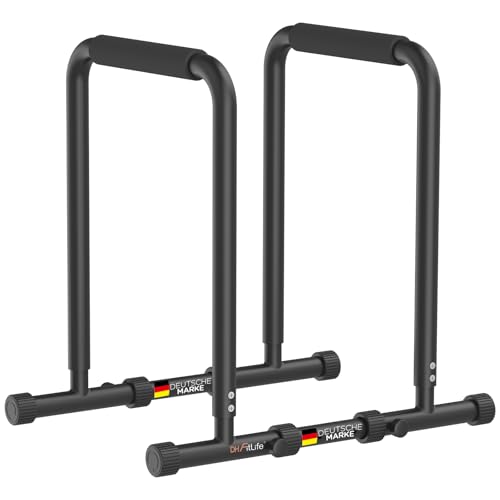 DH FitLife Dip Barren Bars | Dip Station | Kraftstation Fitnessgerät für Zuhause | Parallettes Calisthenics Training Equipment | Krafttraining 80-100 cm individuell verstellbar